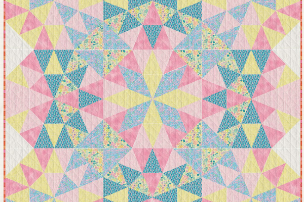 Sun Glow Quilt Pattern - Free Download | Kaleidoscope-Style Art Gallery Fabrics Costeira Collection Quilt