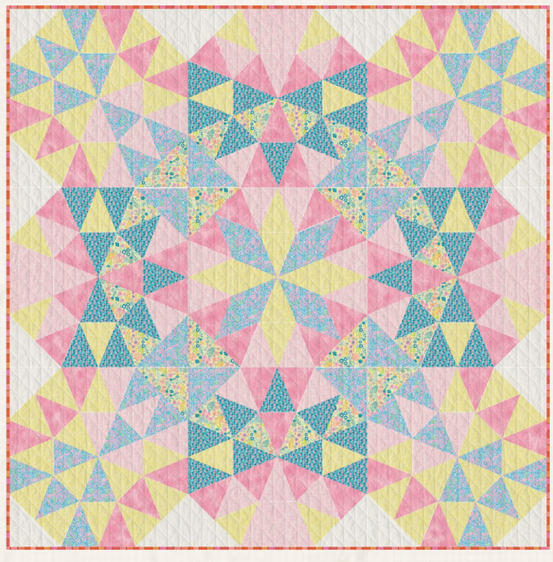 Sun Glow Quilt Pattern - Free Download | Kaleidoscope-Style Art Gallery Fabrics Costeira Collection Quilt