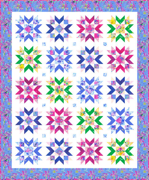 Woodside Blossom Quilt Pattern - Free Star Block Design for Intermediate Quilters