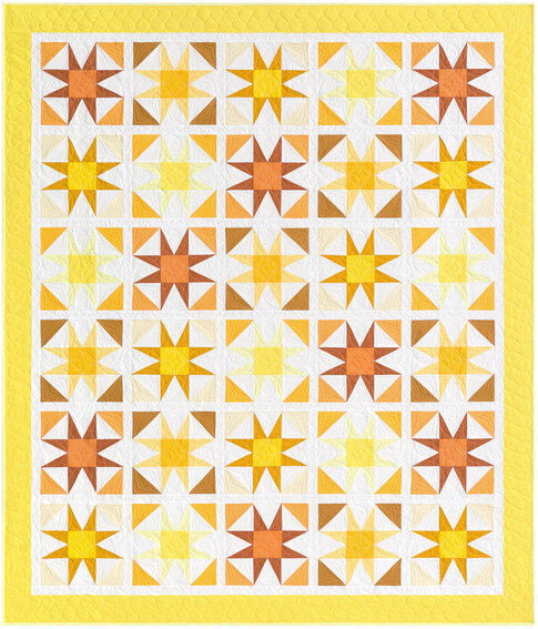 Glowing Garden Star Quilt Pattern: Create a Stunning Yellow and Orange Masterpiece