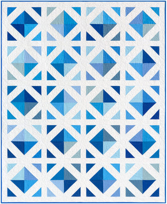 Free Just Kisses Quilt Pattern - Modern Beginner-Friendly Design with Beautiful Blue Gradient