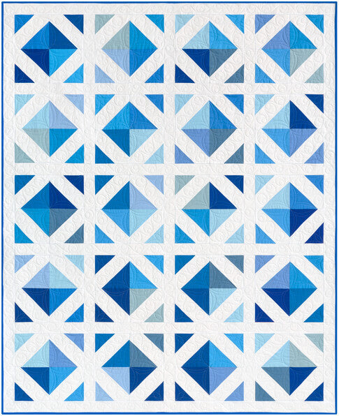 Free Just Kisses Quilt Pattern - Modern Beginner-Friendly Design with Beautiful Blue Gradient