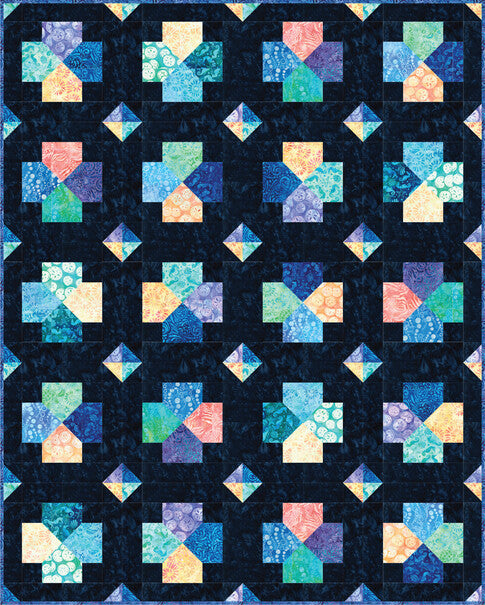 Simple Stones Quilt Pattern - Ocean-Inspired Plus Block Design for Beginner Quilters