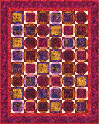 Free Pebbles Quilt Pattern - Vibrant Batik Square-in-Square Design for Beginners