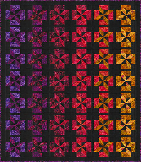 Whirling Sparks Quilt Pattern - Free Download with Stunning Ombre Pinwheel Blocks