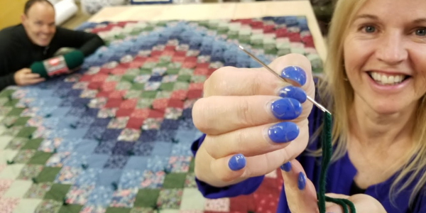 How to Hand Tie a Quilt with Yarn | Easy Method to Finish UFO Quilts at Home