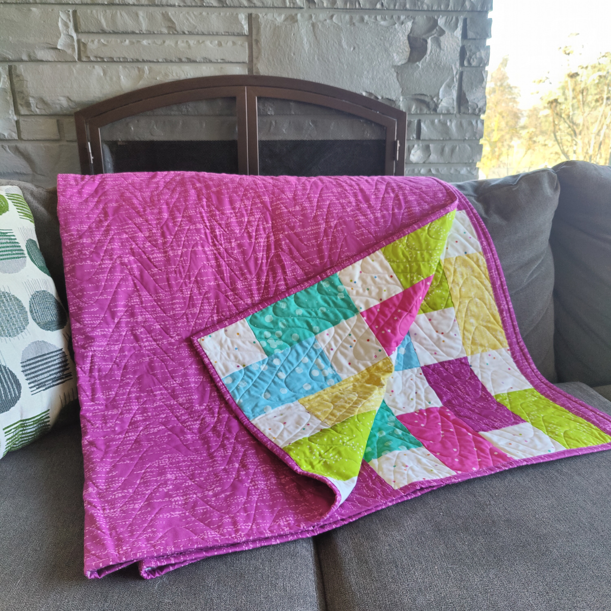 Modern Patchwork Quilt Kit - Pre-Cut with Complete Backing & Binding - 64x72'' Finished Size - Beginner-Friendly