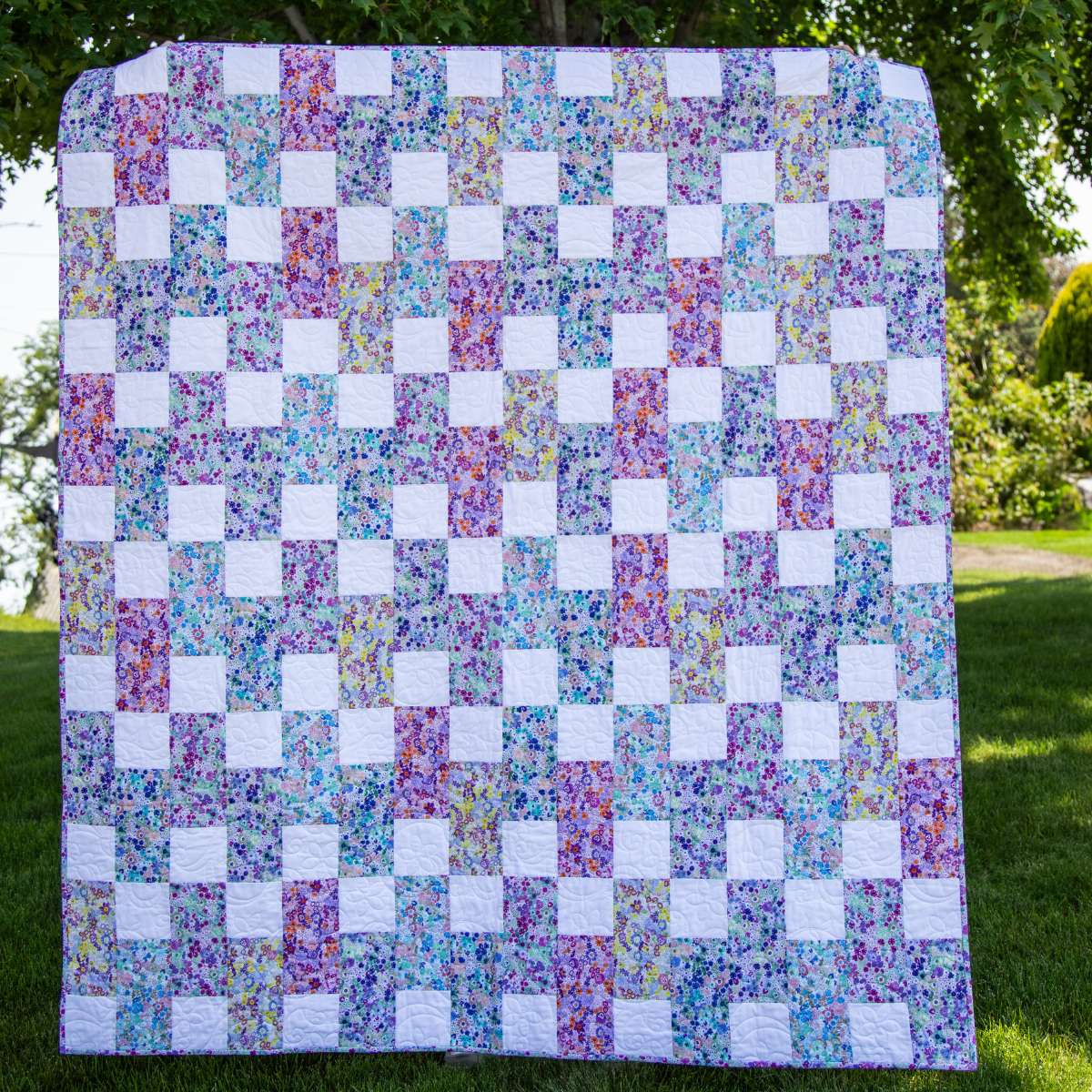 Ready-to-Sew Floral Patchwork Quilt Kit  (64" x 72") - Includes Fabric, Binding & Backing