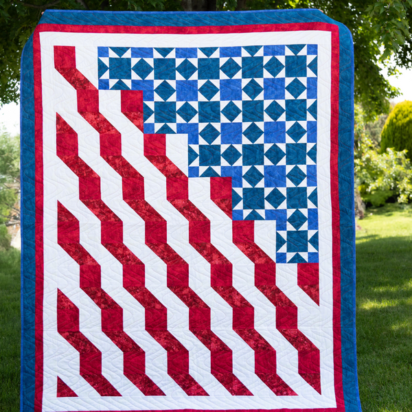 Honor and Valor Quilting Kit - Pre-Cut with Complete Backing & Binding - 58x73 inches Finished Size - Beginner Friendly