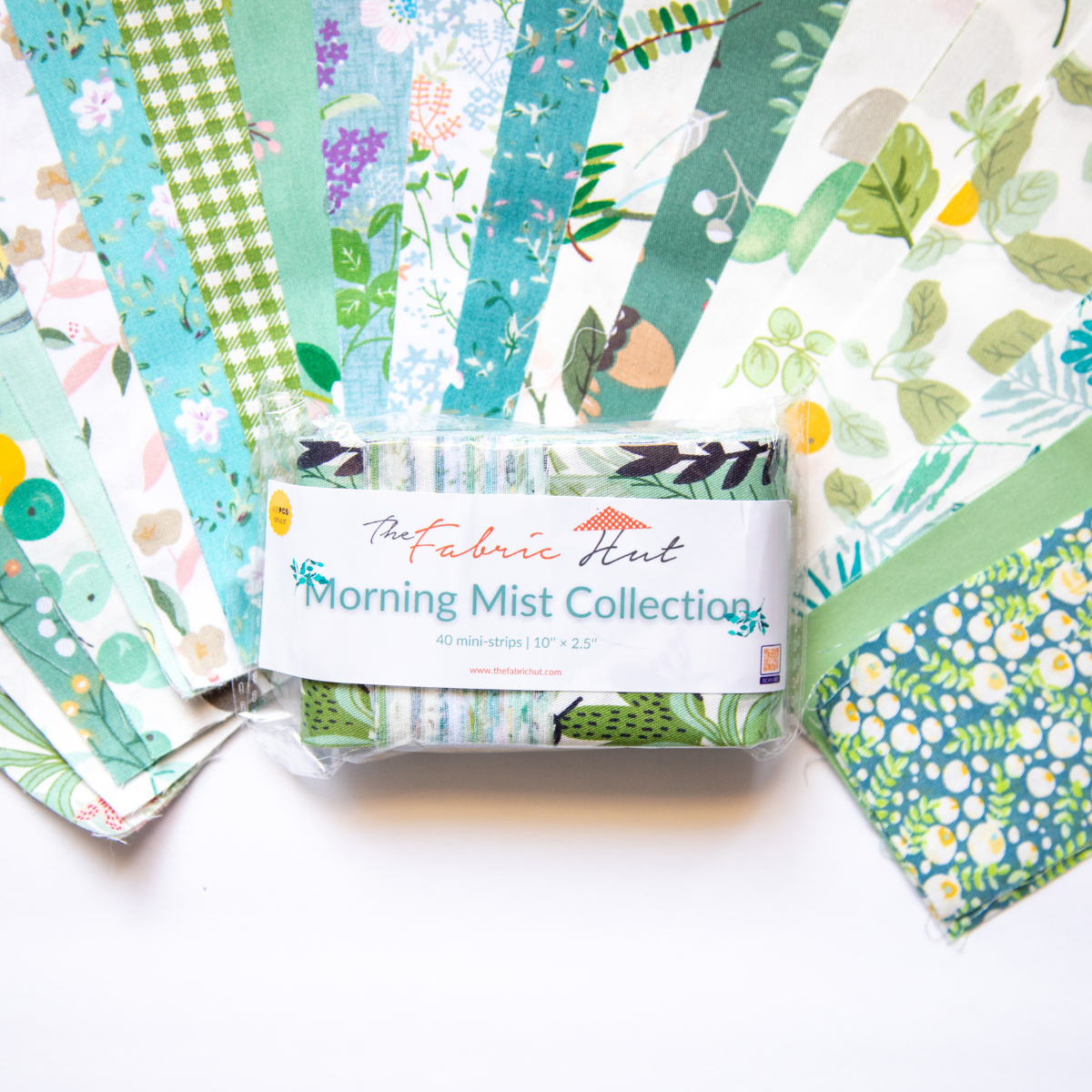 40-Piece Cotton 2.5'' x 10'' Mini Strips - Morning Mist Collection