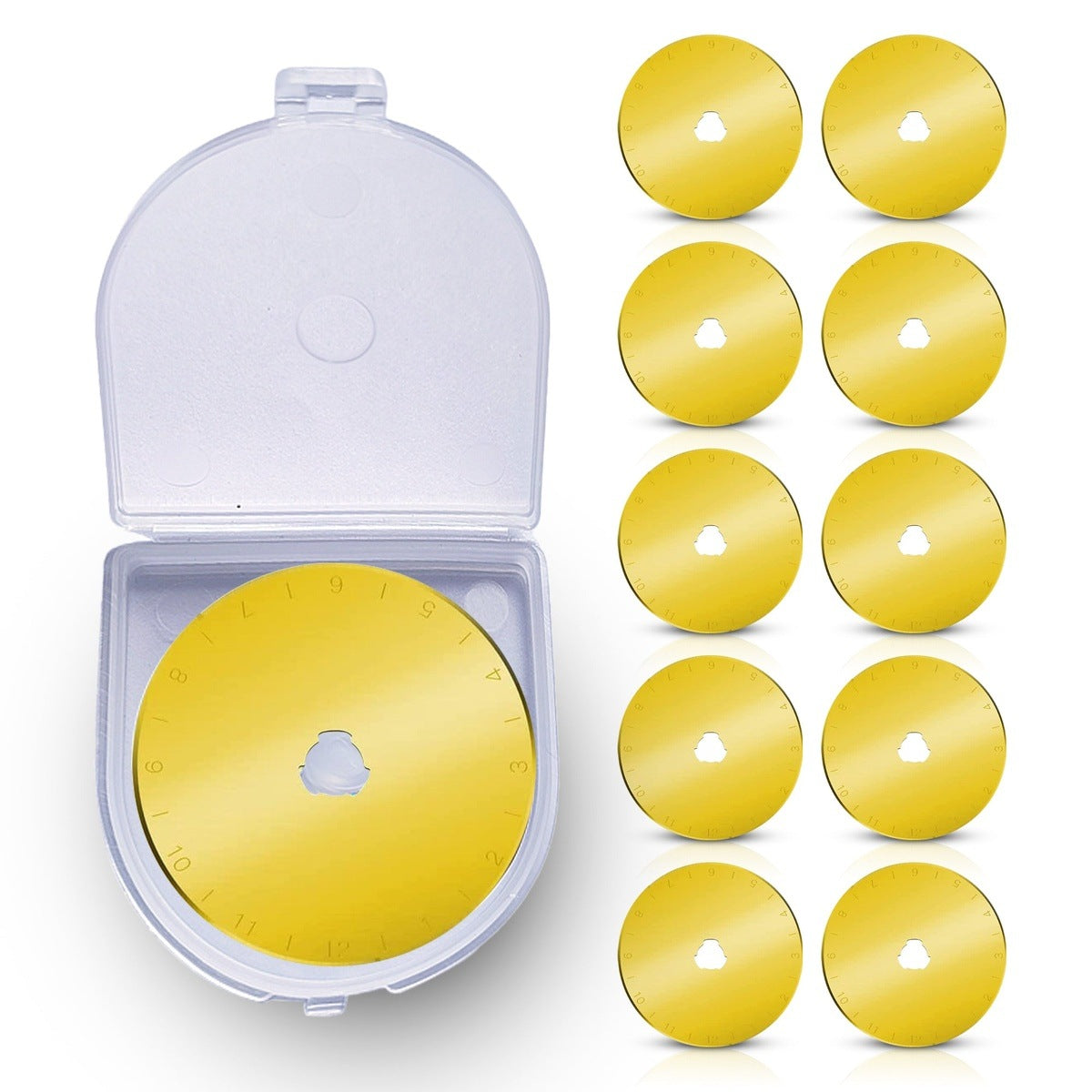 45mm Titanium Coated Rotary Cutter Blades - 10 Blades Pack + FAMORE Rotary Cutter