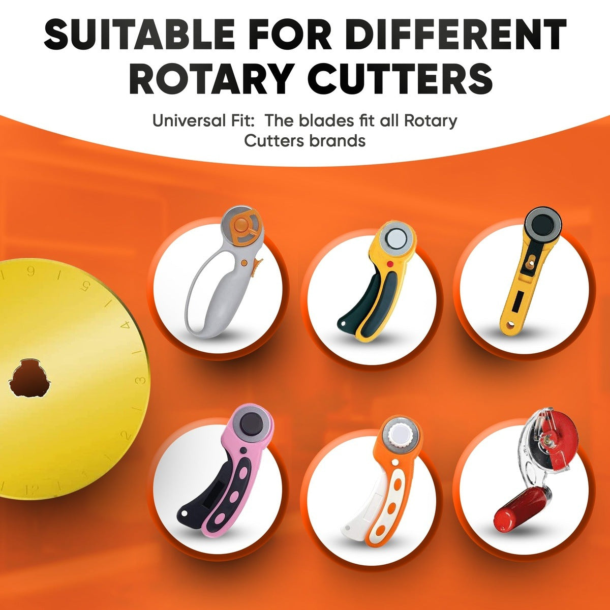 45mm Titanium Coated Rotary Cutter Blades - 10 Blades Pack + OLFA Rotary Cutter