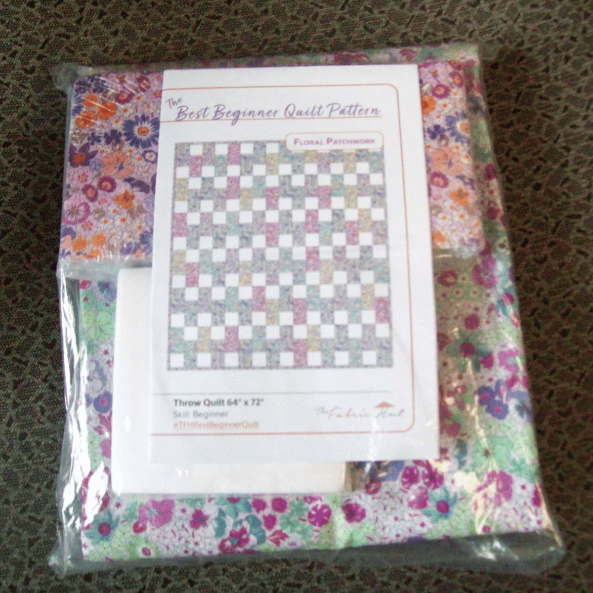 Ready-to-Sew Floral Patchwork Quilt Kit  (64" x 72") - Includes Fabric, Binding & Backing