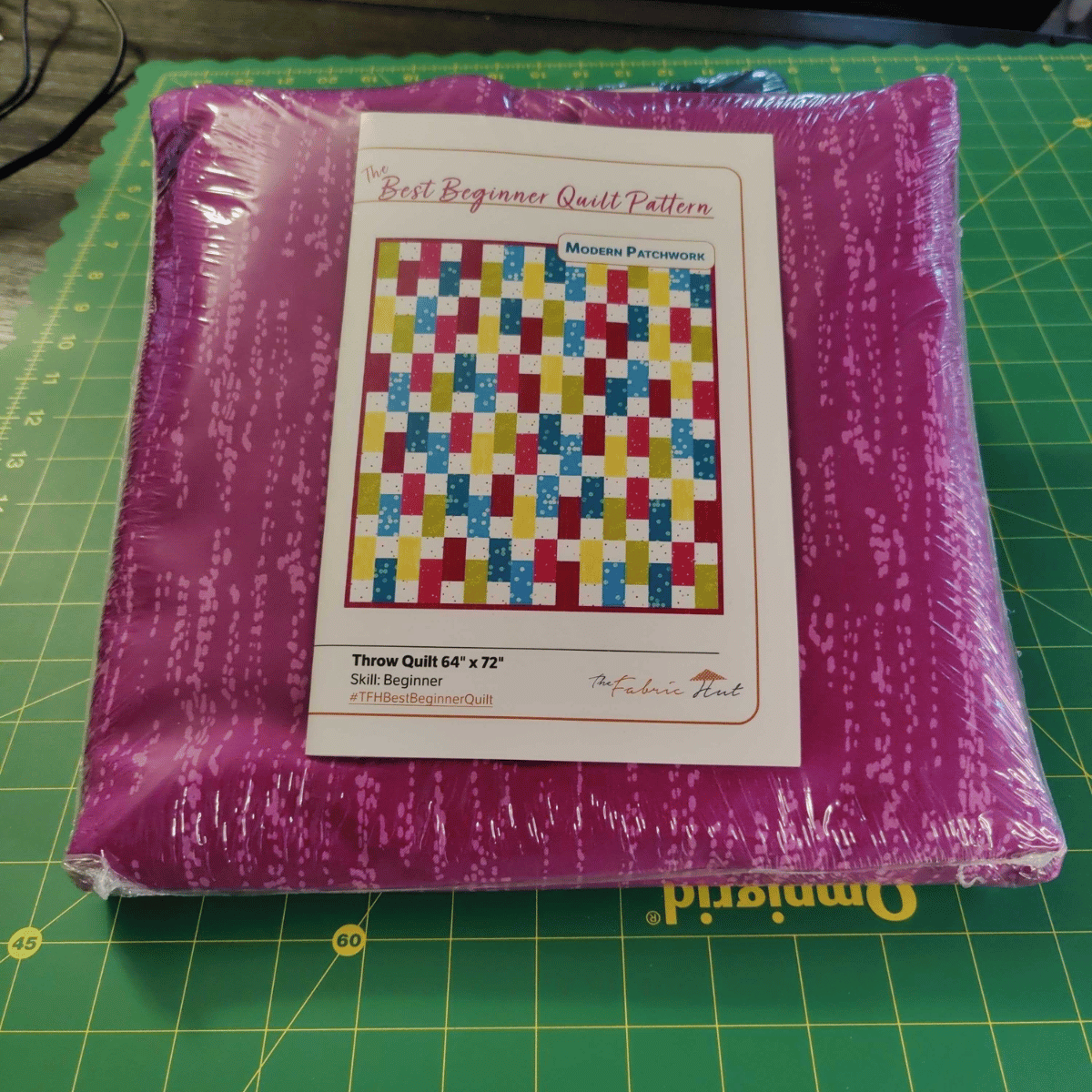 Modern Patchwork Quilt Kit - Pre-Cut with Complete Backing & Binding - 64x72'' Finished Size - Beginner-Friendly