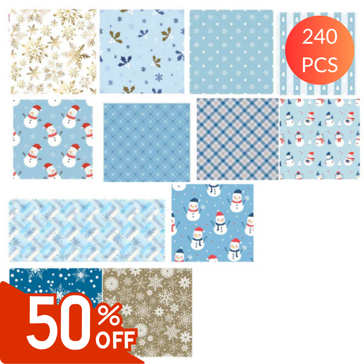 Charm-pack 240pcs - Snowman & Snowflake Collection