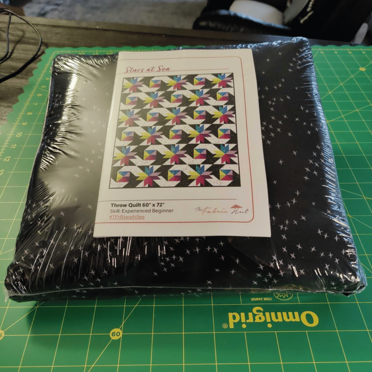 Stars at Sea Quilting Kit - Pre-Cut with Complete Backing & Binding - 60x72 inches Finished Size