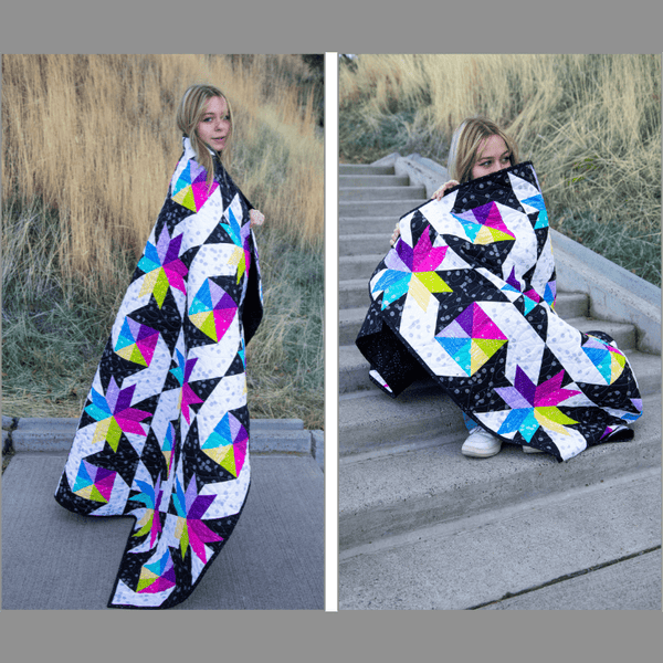 Stars at Sea Quilting Kit - Pre-Cut with Complete Backing & Binding - 60x72 inches Finished Size