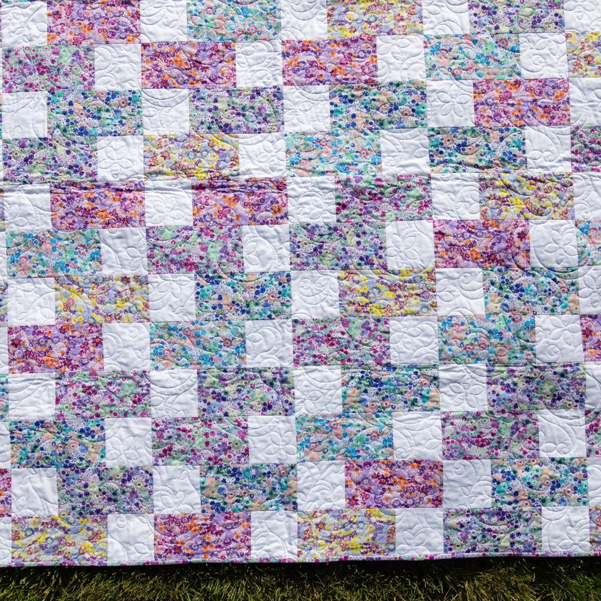 Ready-to-Sew Floral Patchwork Quilt Kit  (64" x 72") - Includes Fabric, Binding & Backing