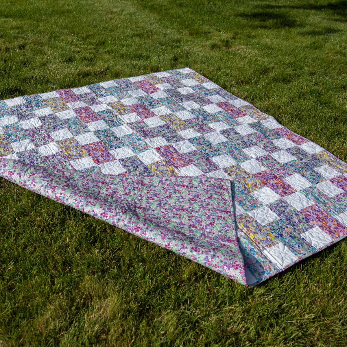 Ready-to-Sew Floral Patchwork Quilt Kit  (64" x 72") - Includes Fabric, Binding & Backing