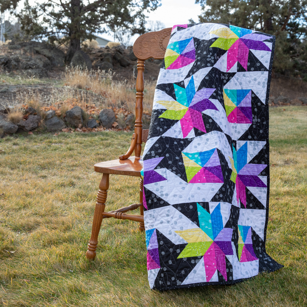 Stars at Sea Quilting Kit - Pre-Cut with Complete Backing & Binding - 60x72 inches Finished Size