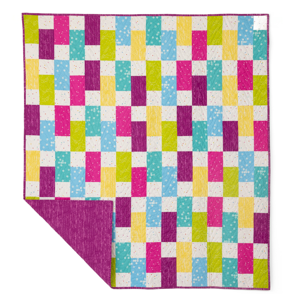Modern Patchwork Quilt Kit - Pre-Cut with Complete Backing & Binding - 64x72'' Finished Size - Beginner-Friendly
