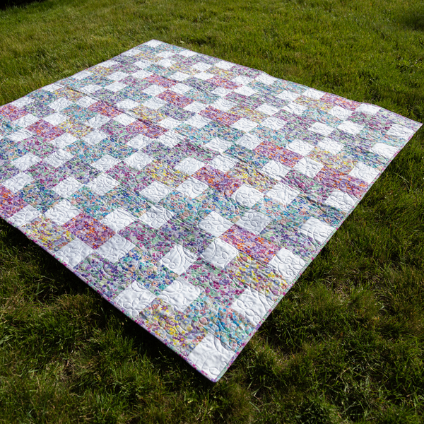 Ready-to-Sew Floral Patchwork Quilt Kit  (64" x 72") - Includes Fabric, Binding & Backing