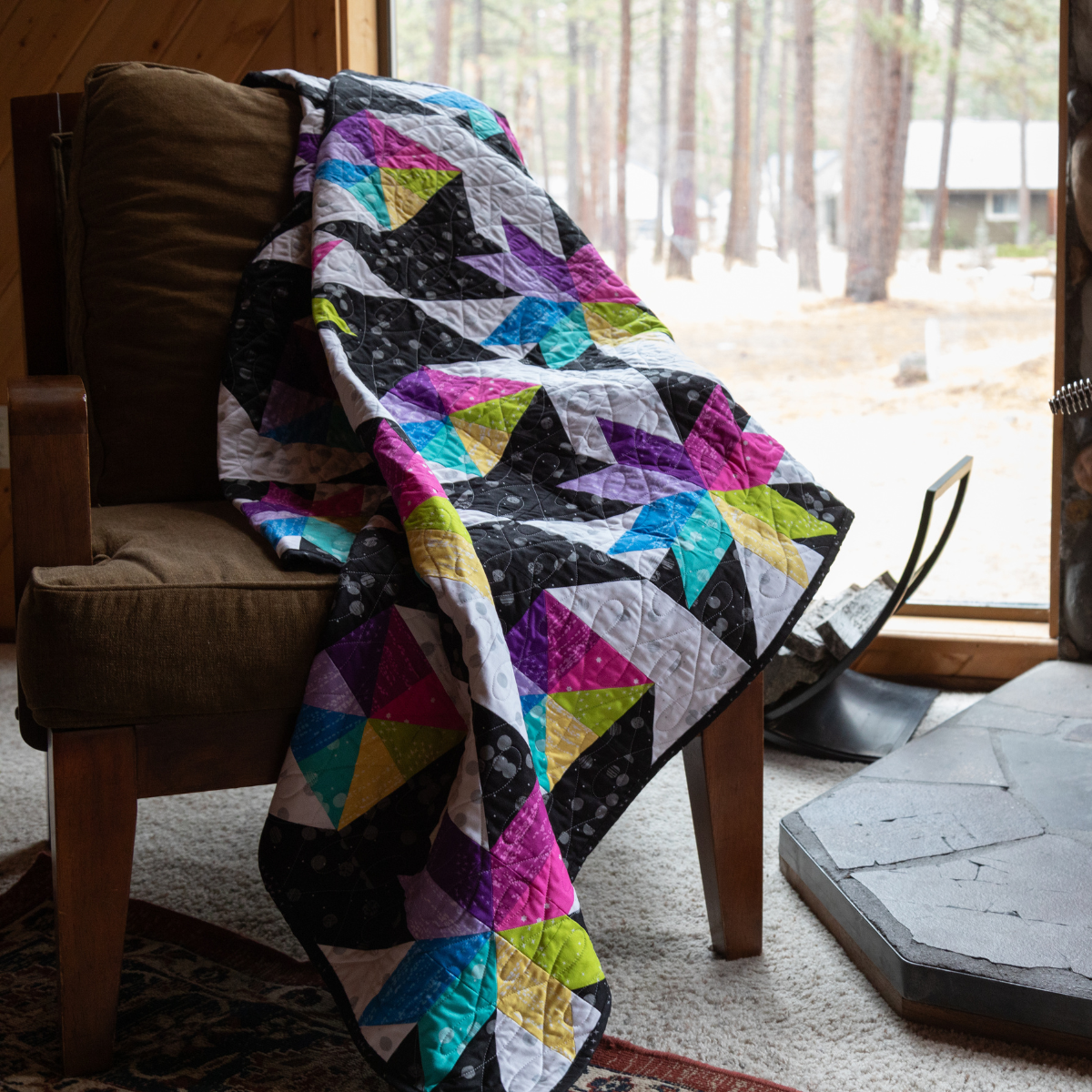 Stars at Sea Quilting Kit - Pre-Cut with Complete Backing & Binding - 60x72 inches Finished Size