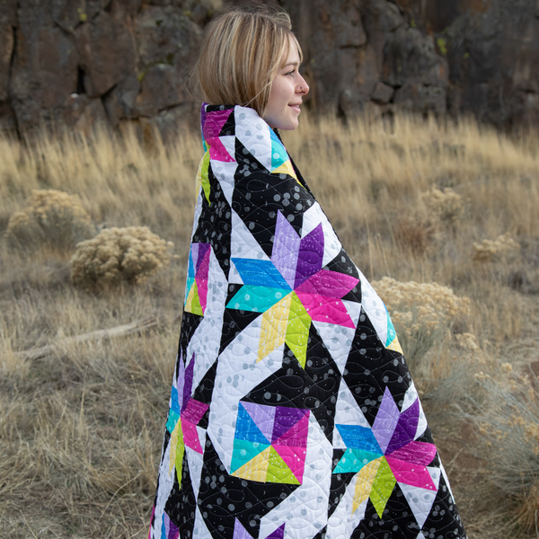 Stars at Sea Quilting Kit - Pre-Cut with Complete Backing & Binding - 60x72 inches Finished Size