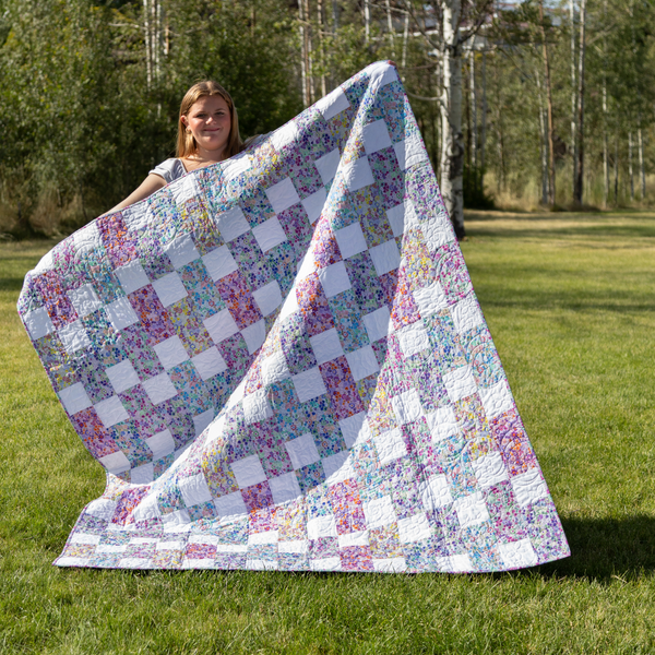 Ready-to-Sew Floral Patchwork Quilt Kit  (64" x 72") - Includes Fabric, Binding & Backing