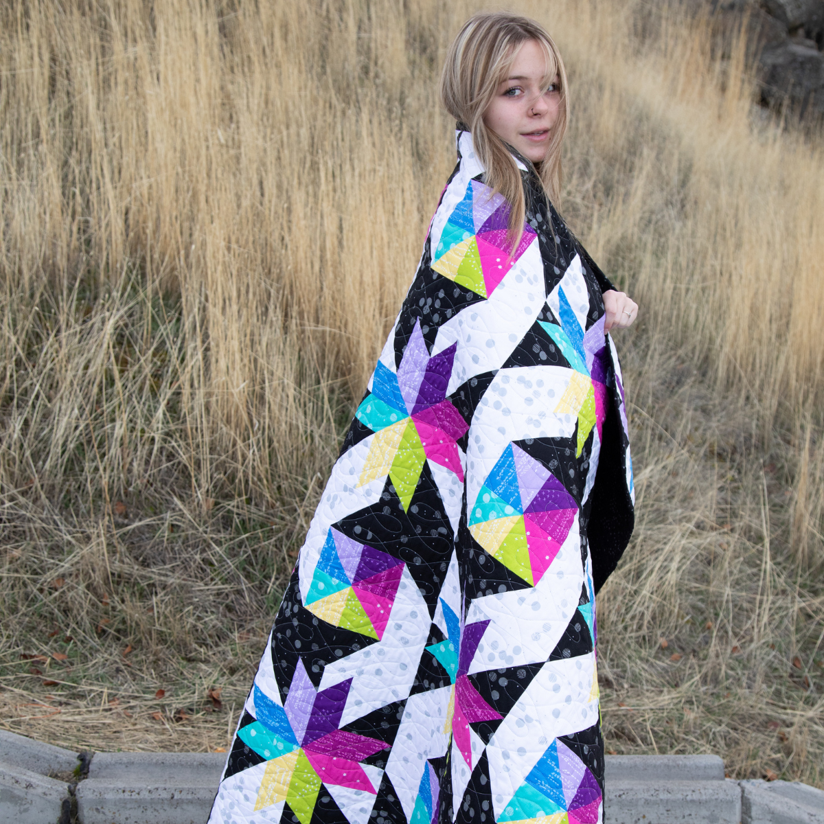 Stars at Sea Quilting Kit - Pre-Cut with Complete Backing & Binding - 60x72 inches Finished Size