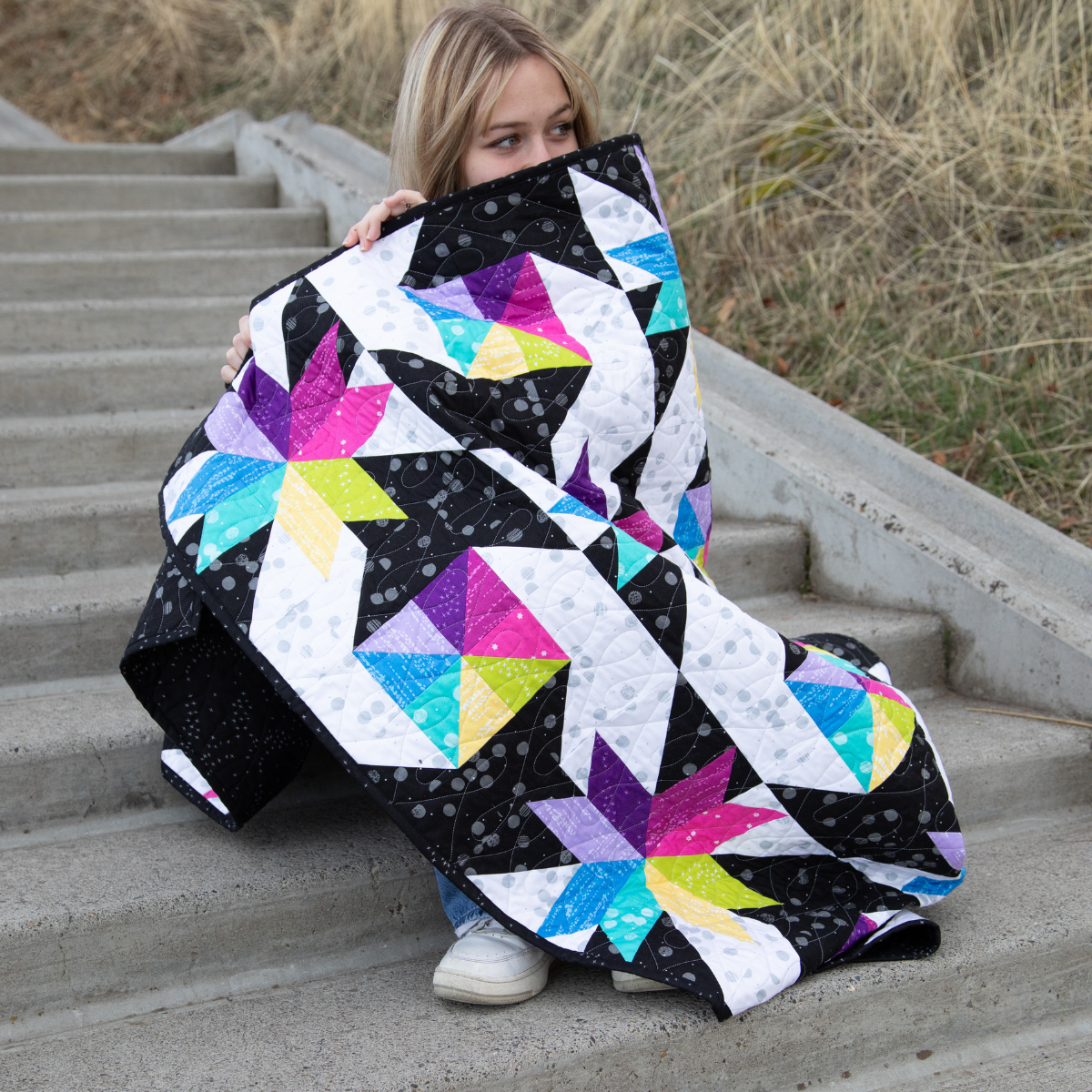 Stars at Sea Quilting Kit - Pre-Cut with Complete Backing & Binding - 60x72 inches Finished Size