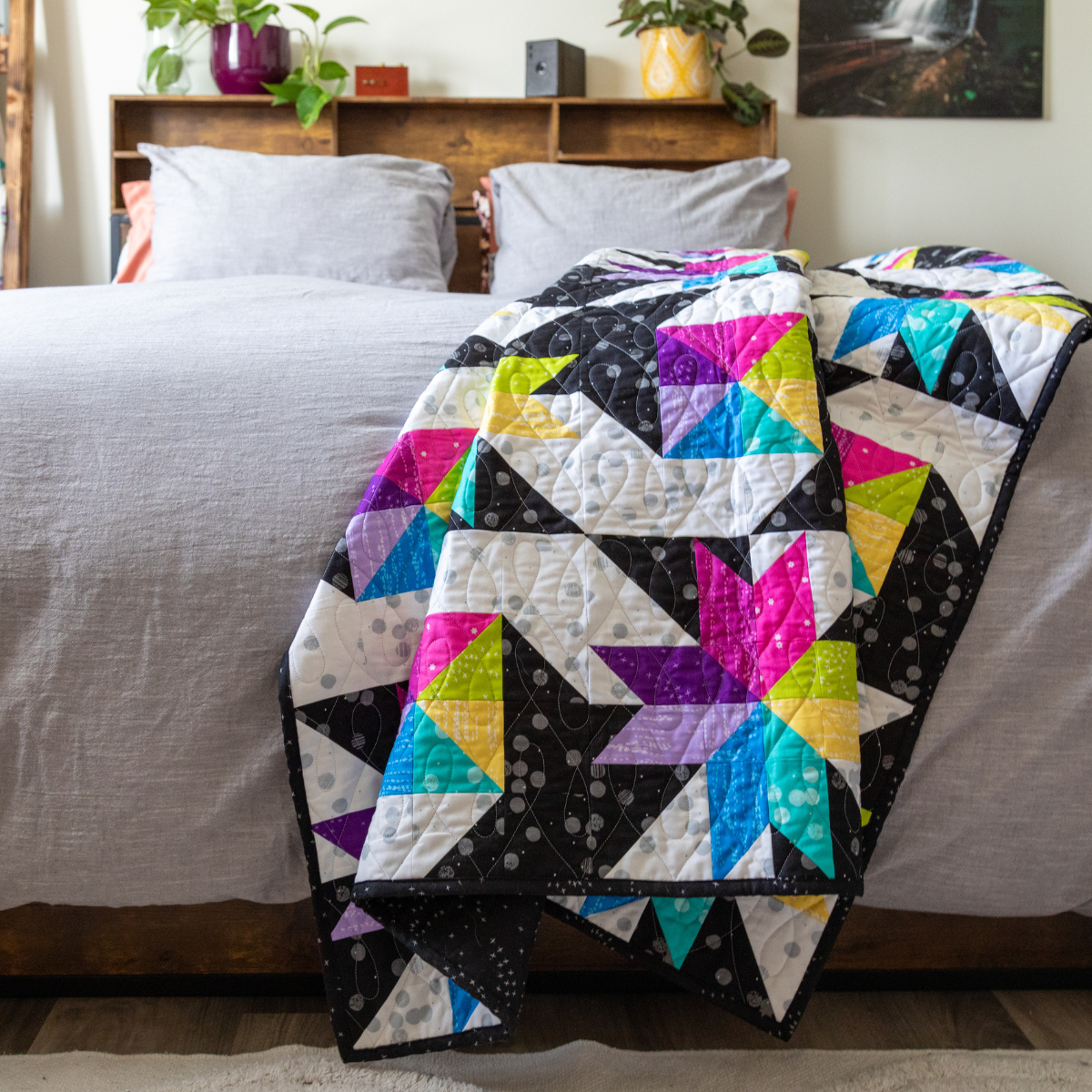 Stars at Sea Quilting Kit - Pre-Cut with Complete Backing & Binding - 60x72 inches Finished Size