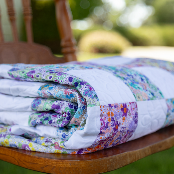 Ready-to-Sew Floral Patchwork Quilt Kit  (64" x 72") - Includes Fabric, Binding & Backing