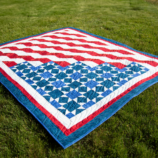 Honor and Valor Quilting Kit - Pre-Cut with Complete Backing & Binding - 58x73 inches Finished Size - Beginner Friendly