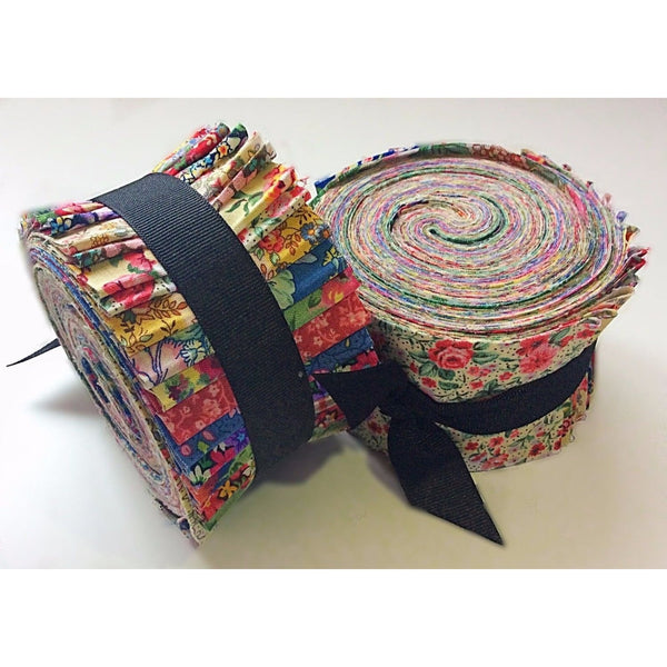 Vintage Floral Shabby chic light strip roll cotton fabric quilt strips 2.5 inch 20 pieces