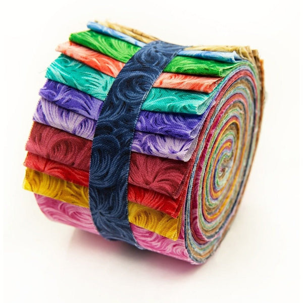 Feathered Fancies Strip Roll 100% cotton fabric quilting strips - 2.5 inch pre-cut quilt fabric strips