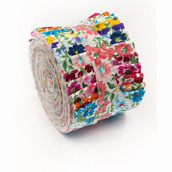 2.5 inch Prairie Flower Strip Roll 100% cotton fabric quilting strips 18 pieces