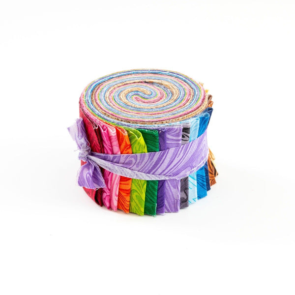 Rainbow Swirl Strip Roll 100% cotton fabric quilting strips