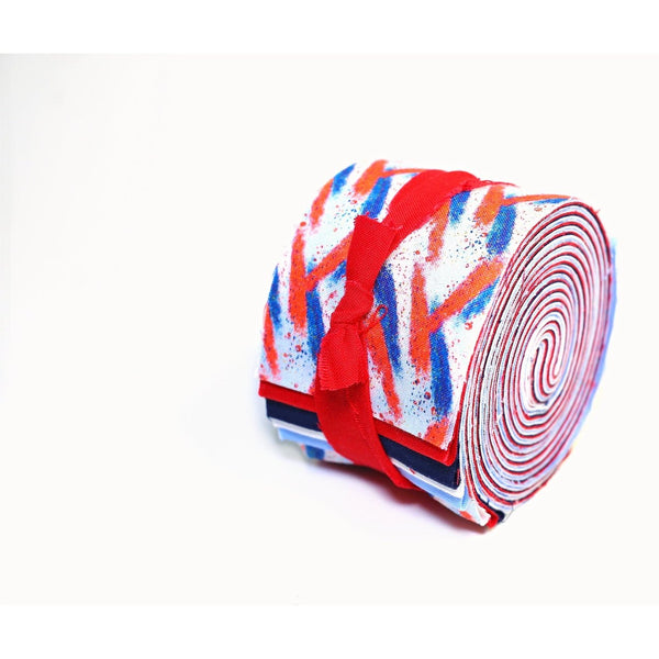 2.5 inch RED WHITE and BLUE Strip Roll 100% cotton fabric quilting 20 pre cut strips