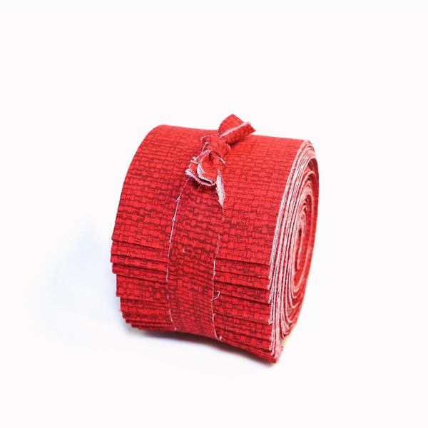 20 pc. 2.5 inch Crosshatch Red Strip Roll 100% cotton fabric quilting strips