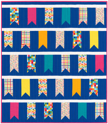 Ticker Tape baby quilt in bright solid colours