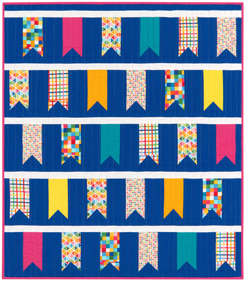 Ticker Tape baby quilt in bright solid colours