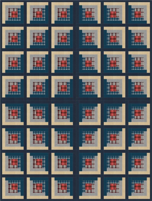 Cabin Crossing free quilt pattern, finished 74 by 98 inches