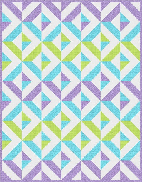 Diamond Day free quilt pattern, finished 70 by 90 inches, pastel colourway