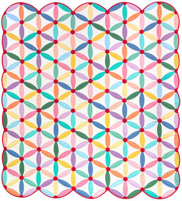 Joseph's Coat free quilt pattern, a rainbow of solid cottons in a cheerful throw quilt