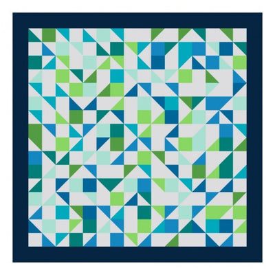 Out of Step modern quilt in cool solid colours