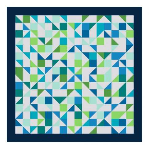Out of Step modern quilt in cool solid colours