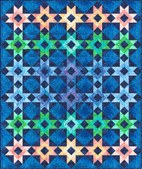 Free Seaside Star Quilt Pattern: Create a Stunning Gradient Stars Quilt with Ocean Colors