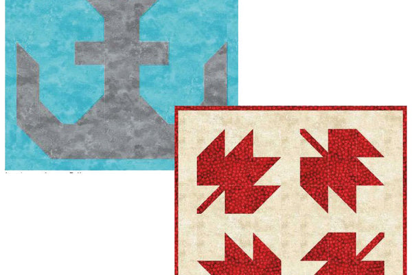 Free Canada by the Sea Quilt Pattern - Anchors Away Pillow &amp; Maple Leaf Blocks