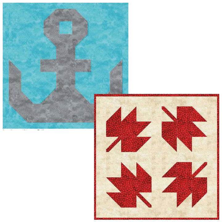 Free Canada by the Sea Quilt Pattern - Anchors Away Pillow &amp; Maple Leaf Blocks